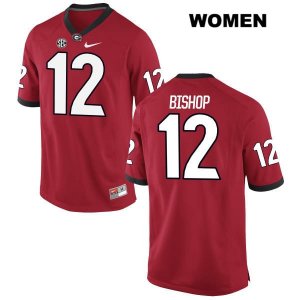 Women's Georgia Bulldogs NCAA #12 Tray Bishop Nike Stitched Red Authentic College Football Jersey FMD7254WG